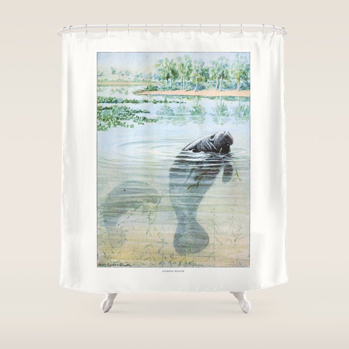 Vintage Florida Manatee Shower Curtain Gallery Image 1