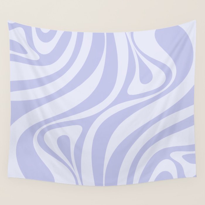New Groove Retro Liquid Swirl Abstract Pattern Light Lavender Pastel Purple Wall Tapestry Gallery Image 1