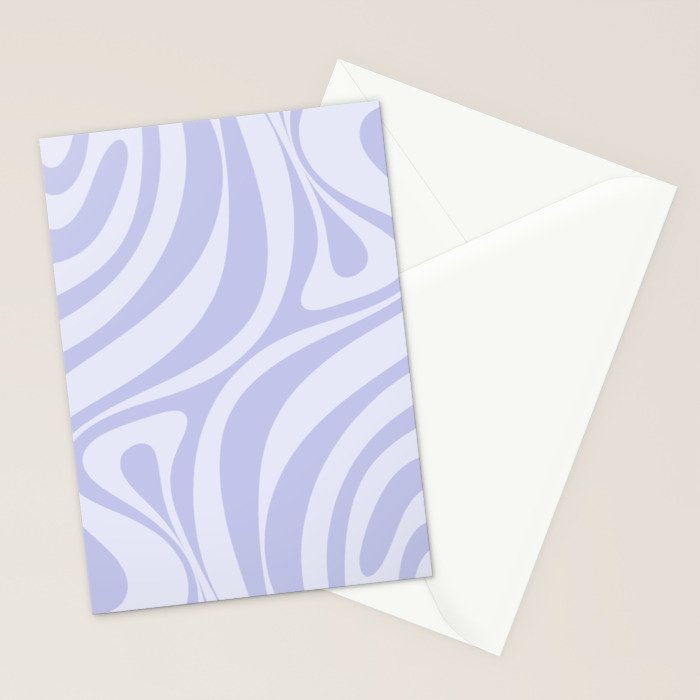 New Groove Retro Liquid Swirl Abstract Pattern Light Lavender Pastel Purple Stationery Card Gallery Image 2