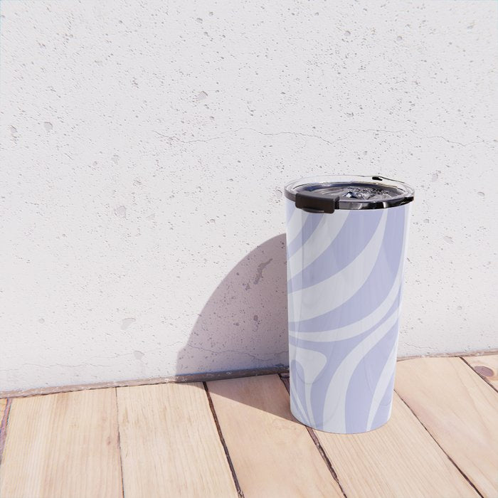 New Groove Retro Liquid Swirl Abstract Pattern Light Lavender Pastel Purple Travel Mug Gallery Image 4