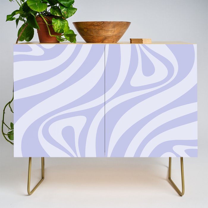 New Groove Retro Liquid Swirl Abstract Pattern Light Lavender Pastel Purple Credenza Gallery Image 1