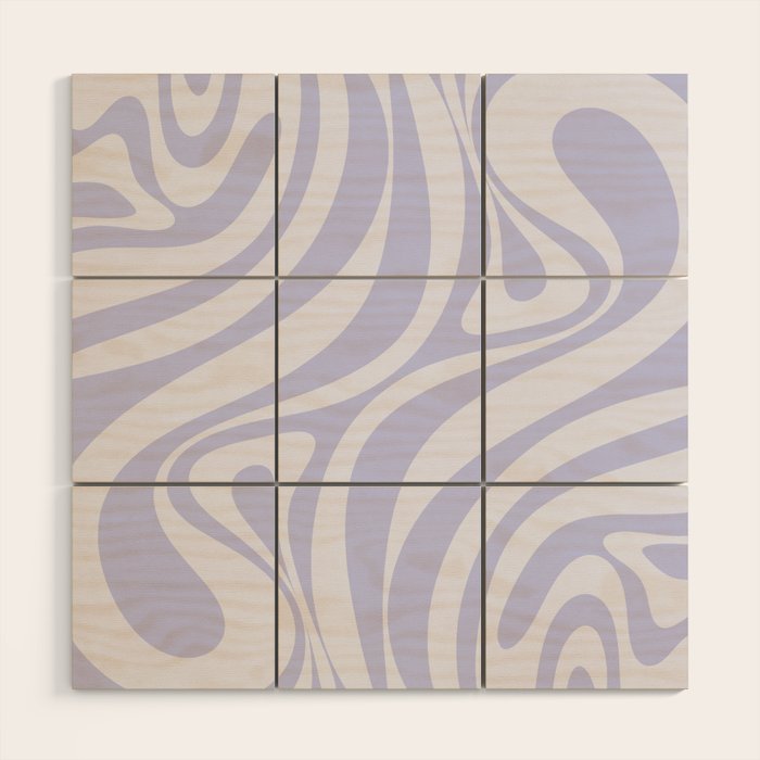 New Groove Retro Liquid Swirl Abstract Pattern Light Lavender Pastel Purple Wood Wall Art Gallery Image 1