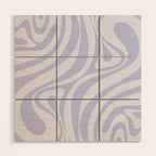 New Groove Retro Liquid Swirl Abstract Pattern Light Lavender Pastel Purple Wood Wall Art Gallery Image 1