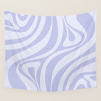 New Groove Retro Liquid Swirl Abstract Pattern Light Lavender Pastel Purple Wall Tapestry Gallery Image 4