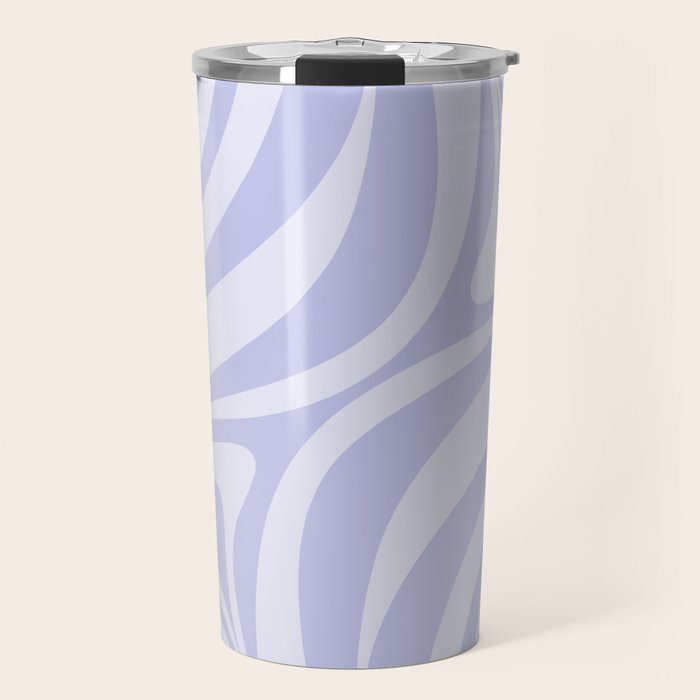 New Groove Retro Liquid Swirl Abstract Pattern Light Lavender Pastel Purple Travel Mug Gallery Image 1