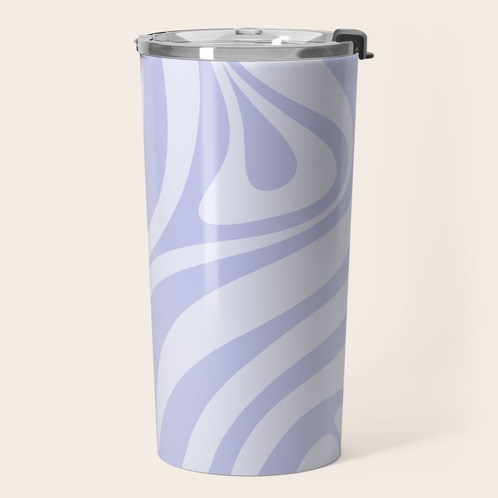 New Groove Retro Liquid Swirl Abstract Pattern Light Lavender Pastel Purple Travel Mug Gallery Image 2