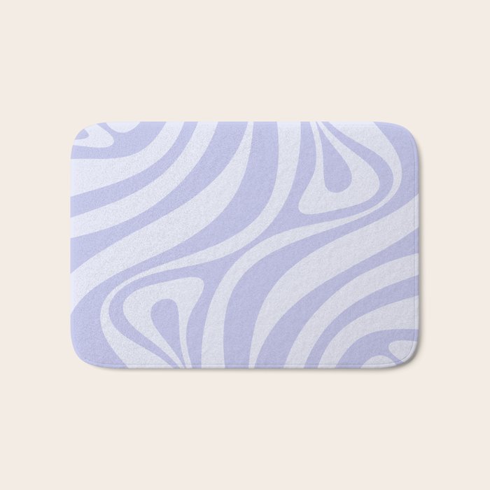 New Groove Retro Liquid Swirl Abstract Pattern Light Lavender Pastel Purple Bath Mat Gallery Image 1