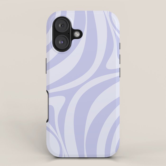 New Groove Retro Liquid Swirl Abstract Pattern Light Lavender Pastel Purple iPhone Case Gallery Image 1