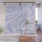 New Groove Retro Liquid Swirl Abstract Pattern Light Lavender Pastel Purple Wall Mural Gallery Image 1