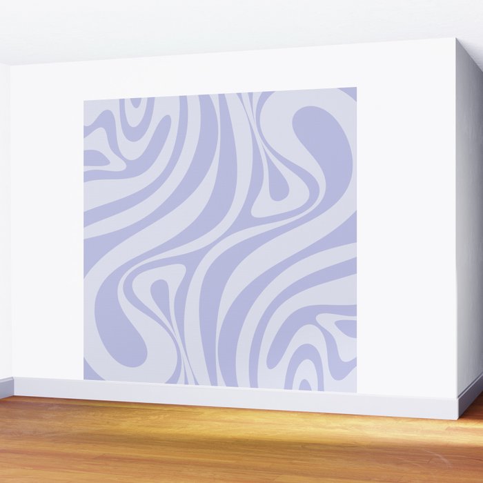 New Groove Retro Liquid Swirl Abstract Pattern Light Lavender Pastel Purple Wall Mural Gallery Image 2