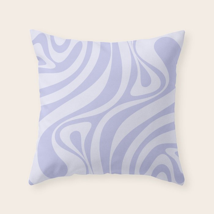 New Groove Retro Liquid Swirl Abstract Pattern Light Lavender Pastel Purple Throw Pillow Gallery Image 1