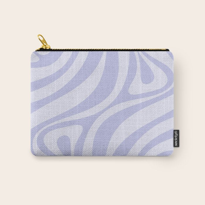 New Groove Retro Liquid Swirl Abstract Pattern Light Lavender Pastel Purple Carry All Pouch Gallery Image 1