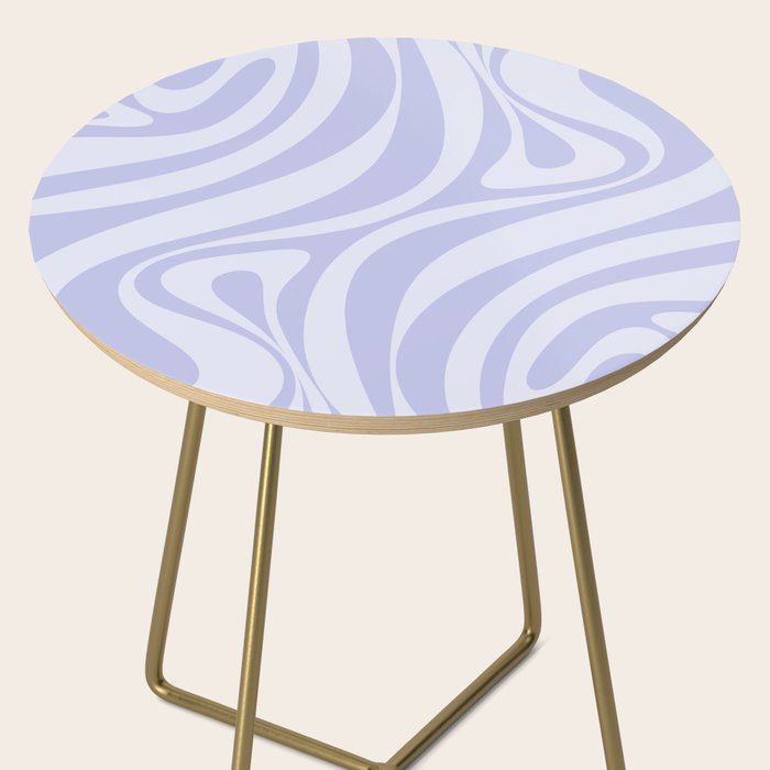 New Groove Retro Liquid Swirl Abstract Pattern Light Lavender Pastel Purple Side Table Gallery Image 2