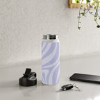 New Groove Retro Liquid Swirl Abstract Pattern Light Lavender Pastel Purple Water Bottle Gallery Image 4