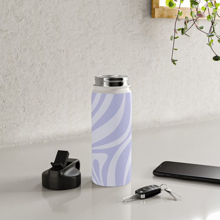 New Groove Retro Liquid Swirl Abstract Pattern Light Lavender Pastel Purple Water Bottle Gallery Image 4