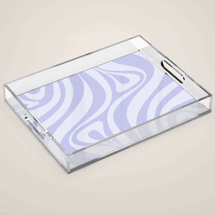 New Groove Retro Liquid Swirl Abstract Pattern Light Lavender Pastel Purple Acrylic Tray Gallery Image 1