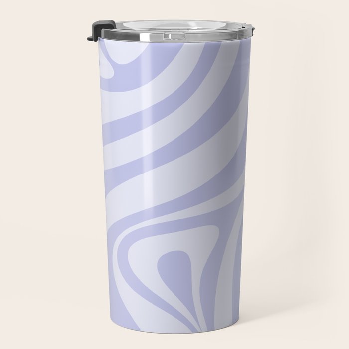 New Groove Retro Liquid Swirl Abstract Pattern Light Lavender Pastel Purple Travel Mug Gallery Image 3
