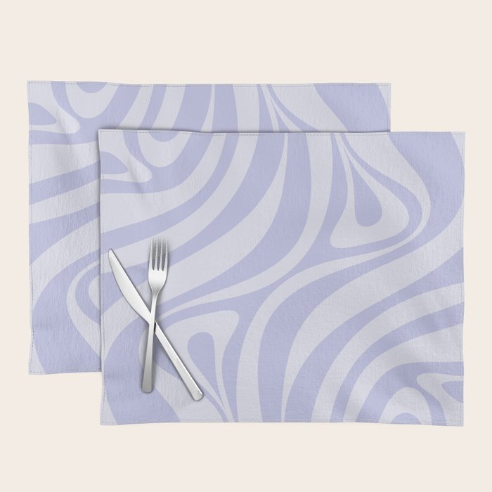 New Groove Retro Liquid Swirl Abstract Pattern Light Lavender Pastel Purple Placemat Gallery Image 1