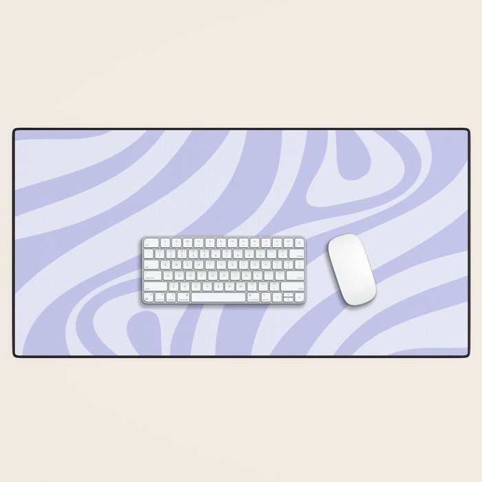 New Groove Retro Liquid Swirl Abstract Pattern Light Lavender Pastel Purple Desk Mat Gallery Image 1
