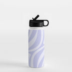 New Groove Retro Liquid Swirl Abstract Pattern Light Lavender Pastel Purple Water Bottle Gallery Image 1