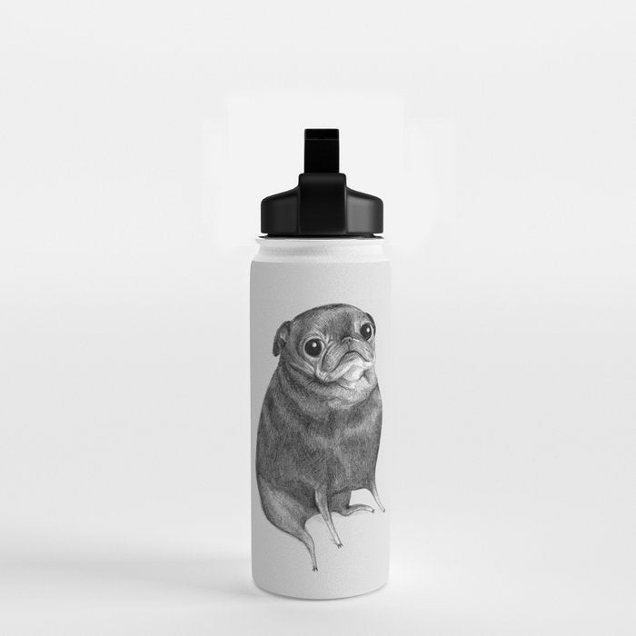 Sweet Black Pug Water Bottle Gallery Image 2