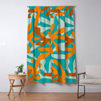 Seychelles Garden Botanical Abstract in Rust, Orange, Aqua, and Turquoise Window Curtain Gallery Image 5