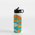 Seychelles Garden Botanical Abstract in Rust, Orange, Aqua, and Turquoise Water Bottle Gallery Image 1