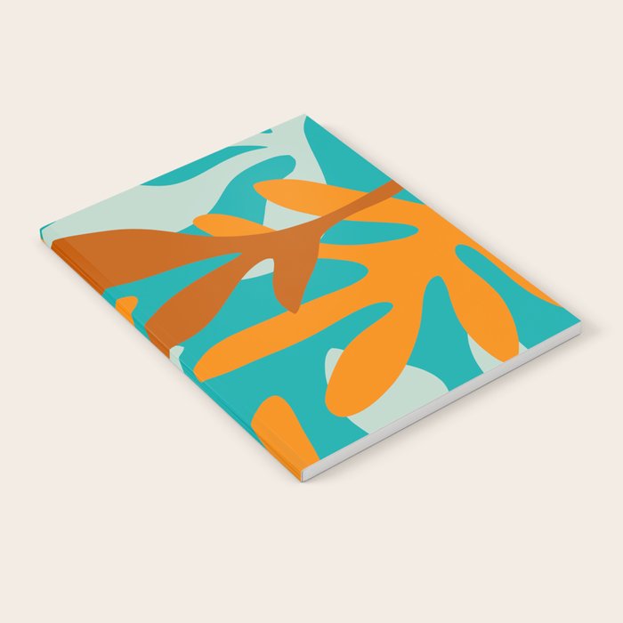 Seychelles Garden Botanical Abstract in Rust, Orange, Aqua, and Turquoise Notebook Gallery Image 2