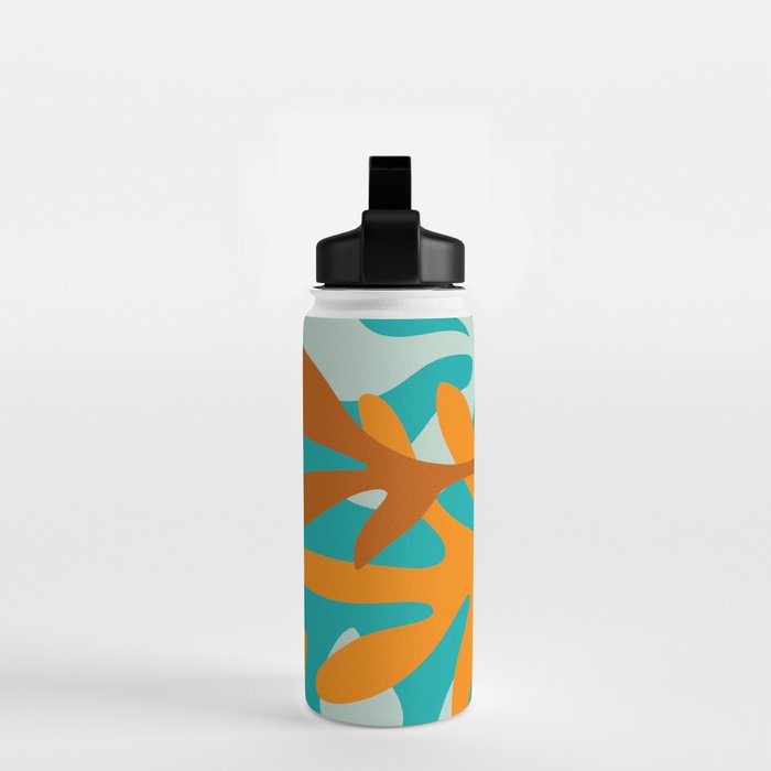 Seychelles Garden Botanical Abstract in Rust, Orange, Aqua, and Turquoise Water Bottle Gallery Image 2