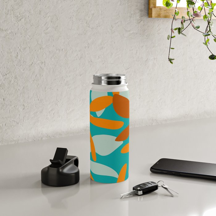 Seychelles Garden Botanical Abstract in Rust, Orange, Aqua, and Turquoise Water Bottle Gallery Image 4