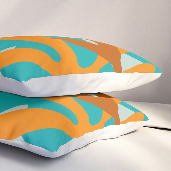 Seychelles Garden Botanical Abstract in Rust, Orange, Aqua, and Turquoise Pillow Sham Gallery Image 3