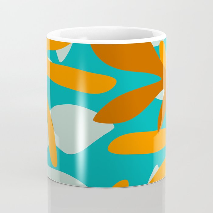 Seychelles Garden Botanical Abstract in Rust, Orange, Aqua, and Turquoise Coffee Mug Gallery Image 4