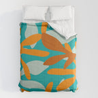 Seychelles Garden Botanical Abstract in Rust, Orange, Aqua, and Turquoise Comforter Gallery Image 6