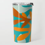 Seychelles Garden Botanical Abstract in Rust, Orange, Aqua, and Turquoise Travel Mug Gallery Image 2
