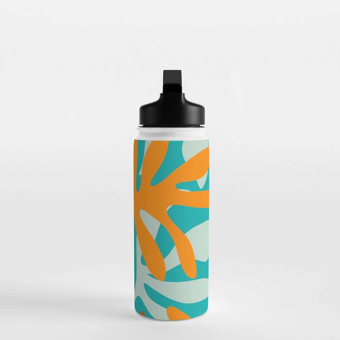 Seychelles Garden Botanical Abstract in Rust, Orange, Aqua, and Turquoise Water Bottle Gallery Image 3