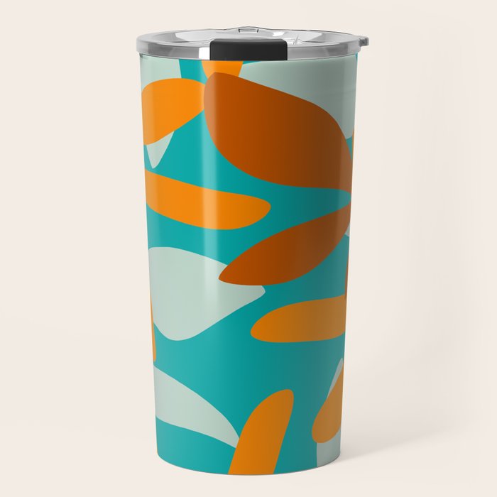 Seychelles Garden Botanical Abstract in Rust, Orange, Aqua, and Turquoise Travel Mug Gallery Image 1