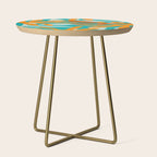 Seychelles Garden Botanical Abstract in Rust, Orange, Aqua, and Turquoise Side Table Gallery Image 1