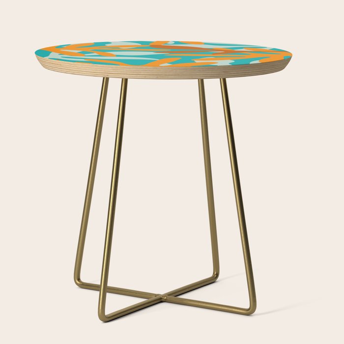 Seychelles Garden Botanical Abstract in Rust, Orange, Aqua, and Turquoise Side Table Gallery Image 1