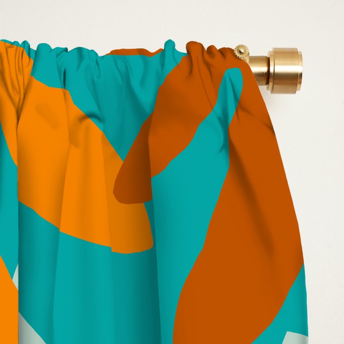 Seychelles Garden Botanical Abstract in Rust, Orange, Aqua, and Turquoise Window Curtain Gallery Image 2