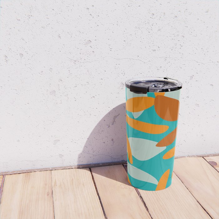 Seychelles Garden Botanical Abstract in Rust, Orange, Aqua, and Turquoise Travel Mug Gallery Image 4