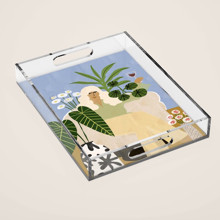 Wine and Plants Acrylic Tray Gallery Image 1