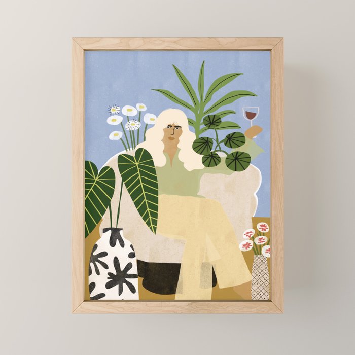 Wine and Plants Mini Art Print Gallery Image 1