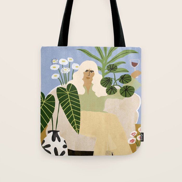Wine and Plants Tote Bag Gallery Image 1