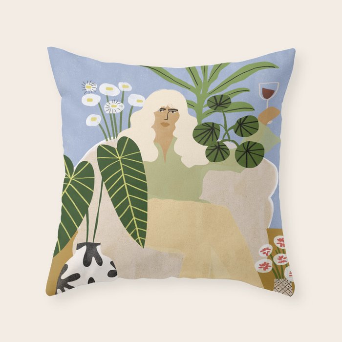Wine and Plants Throw Pillow Gallery Image 6