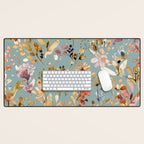 Wild Grasses Botanical Gold Teal Desk Mat Gallery Image 1