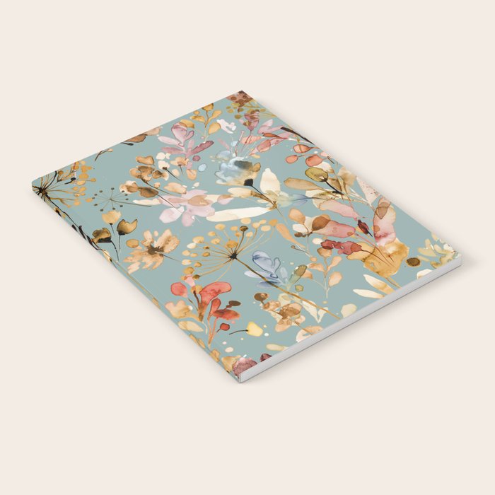 Wild Grasses Botanical Gold Teal Notebook Gallery Image 1