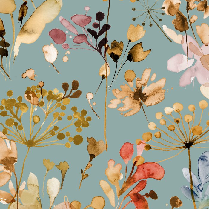 Wild Grasses Botanical Gold Teal Coffee Mug Gallery Image 2