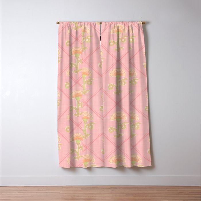 Provence Cottage Floral in Pink Linen  Window Curtain Gallery Image 3