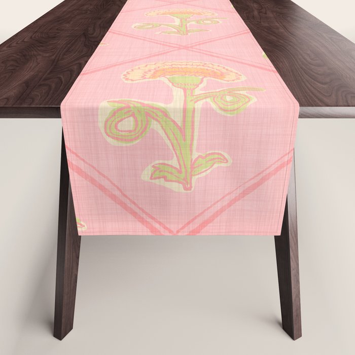 Provence Cottage Floral in Pink Linen  Table Runner Gallery Image 1