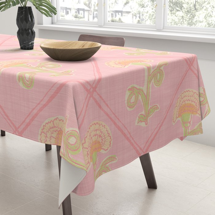 Provence Cottage Floral in Pink Linen  Tablecloth Gallery Image 3